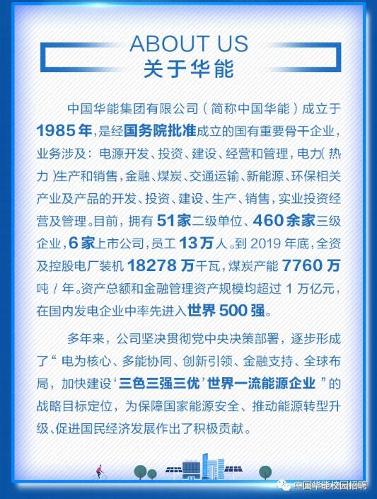 【招聘信息】中國華能2021年校園招聘